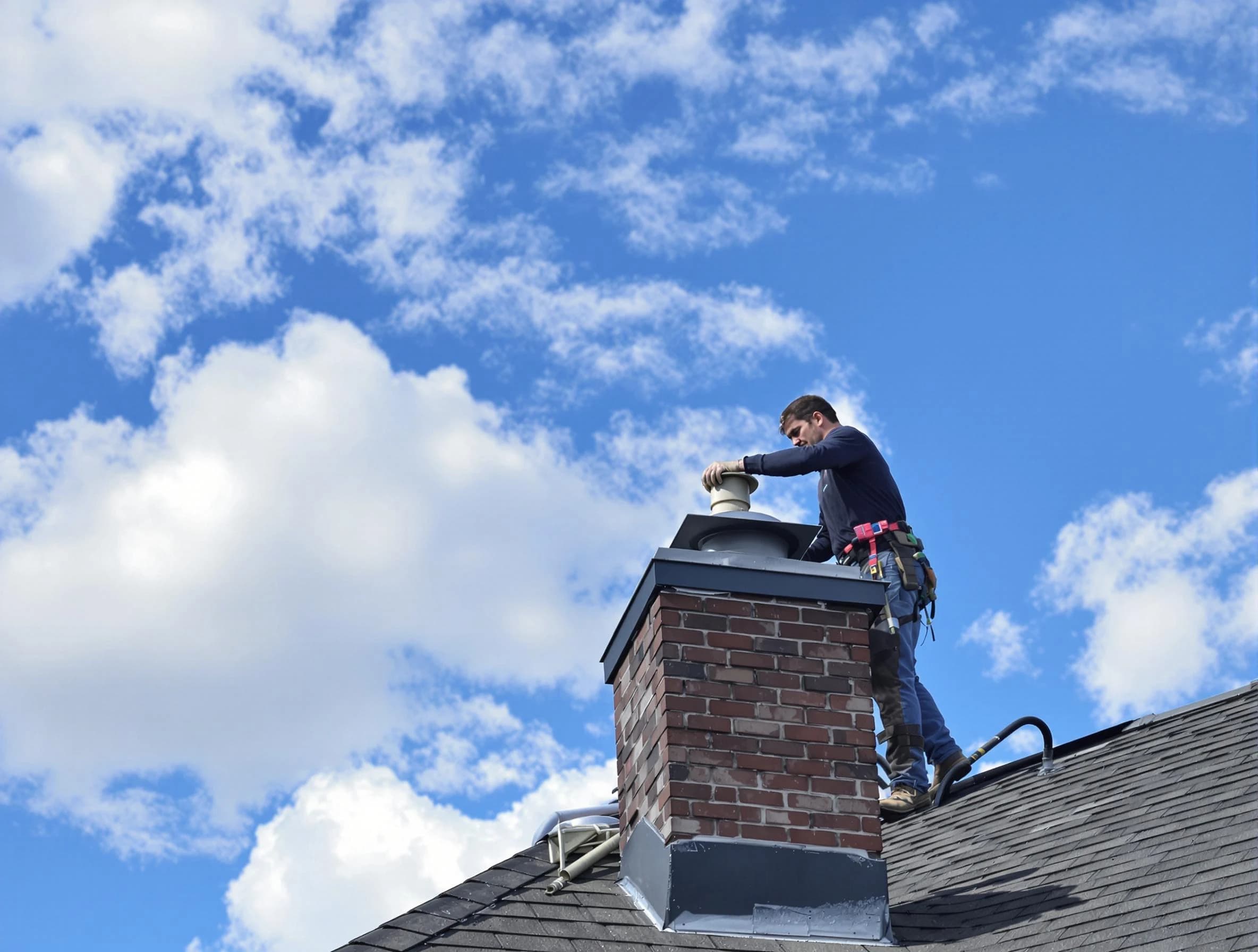 Bonanza Chimney Sweep installing a sturdy chimney cap in Bonanza, GA