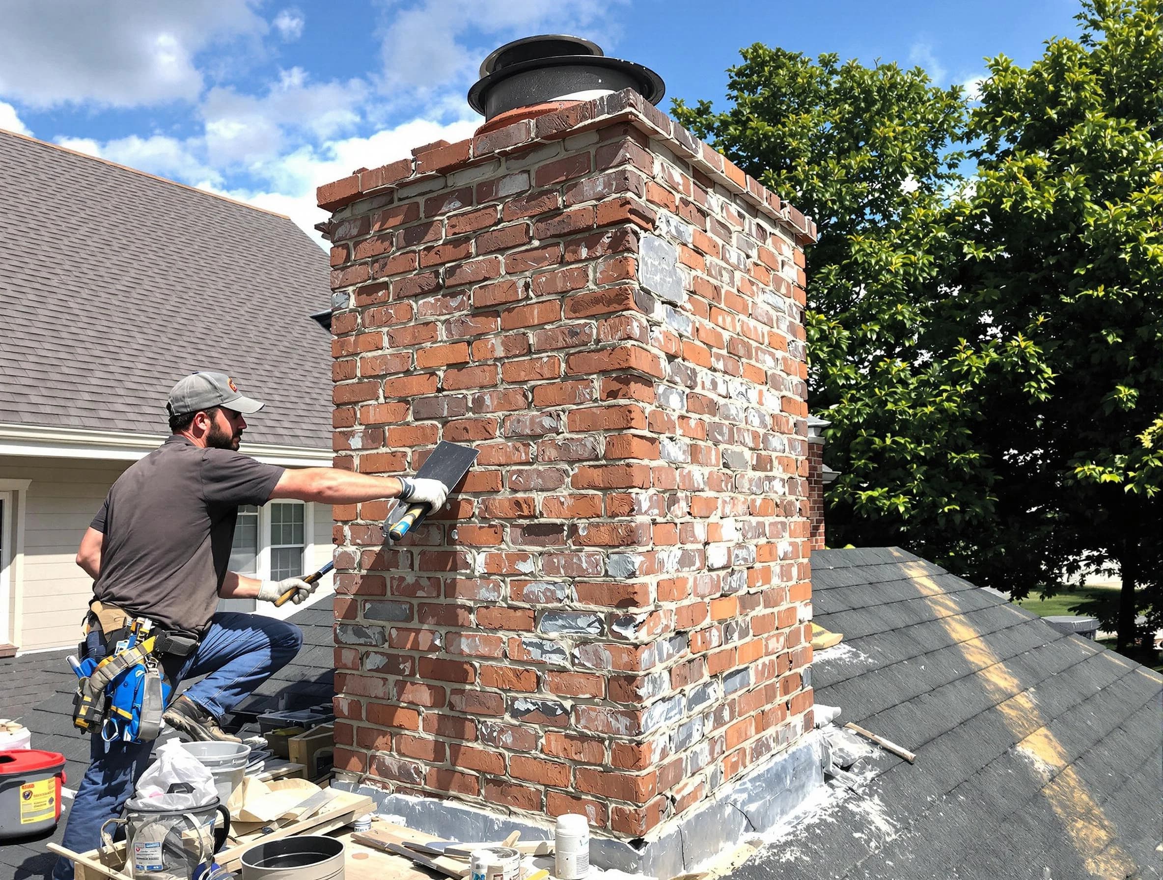 Completed chimney rebuild by Bonanza Chimney Sweep in Bonanza, GA