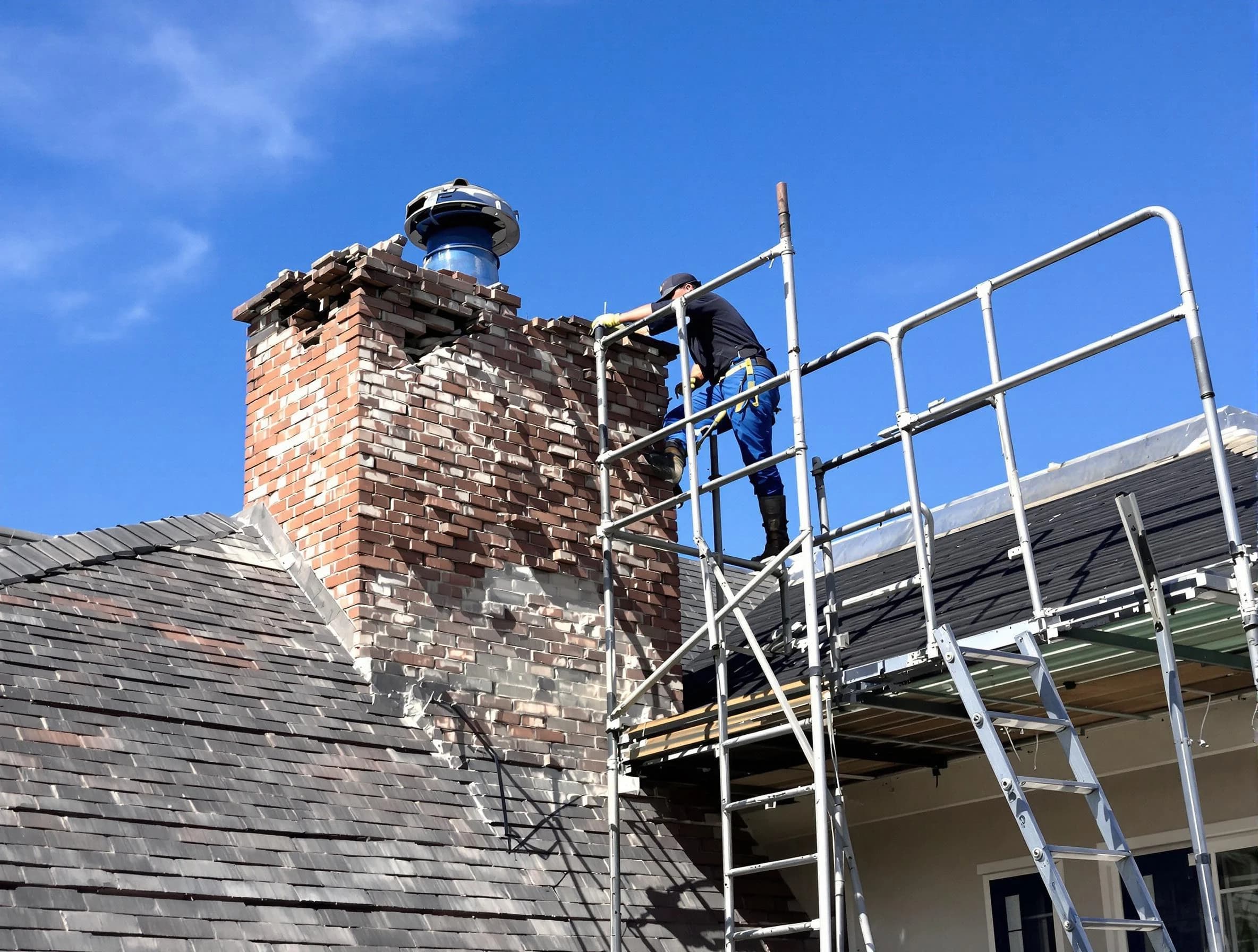 Rebuilding a chimney structure by Bonanza Chimney Sweep in Bonanza, GA