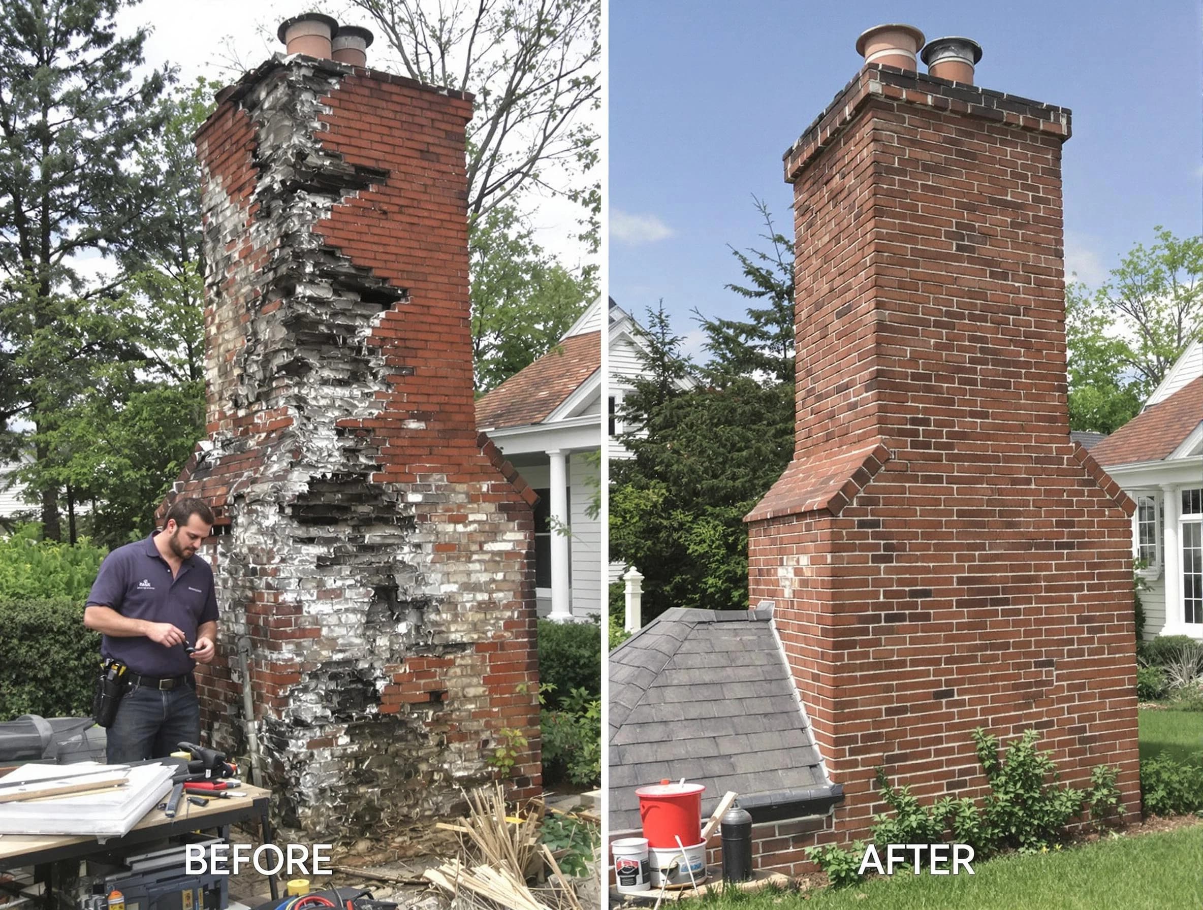 Bonanza Chimney Sweep performing a full chimney restoration in Bonanza, GA