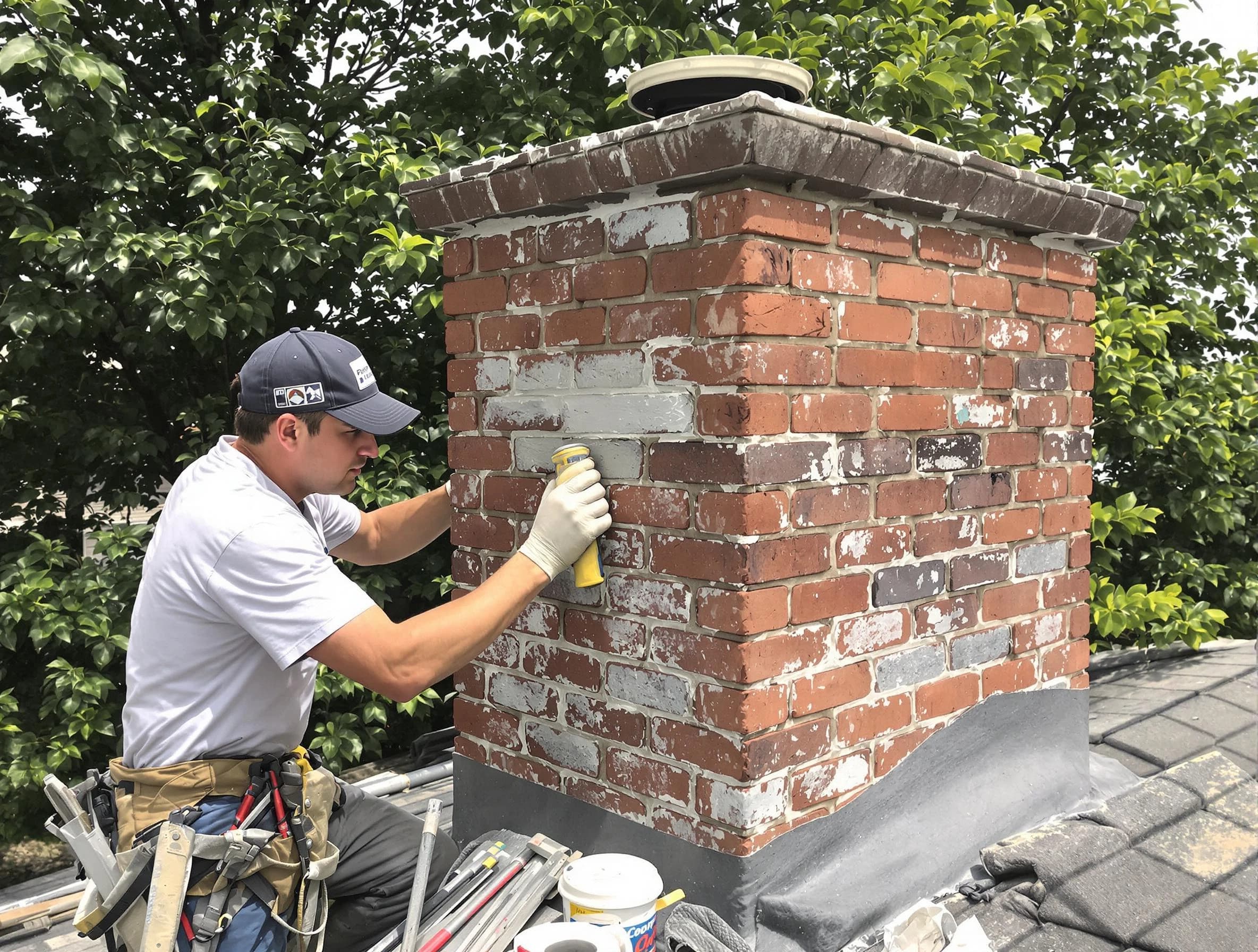 Bonanza Chimney Sweep restoring an aging chimney in Bonanza, GA
