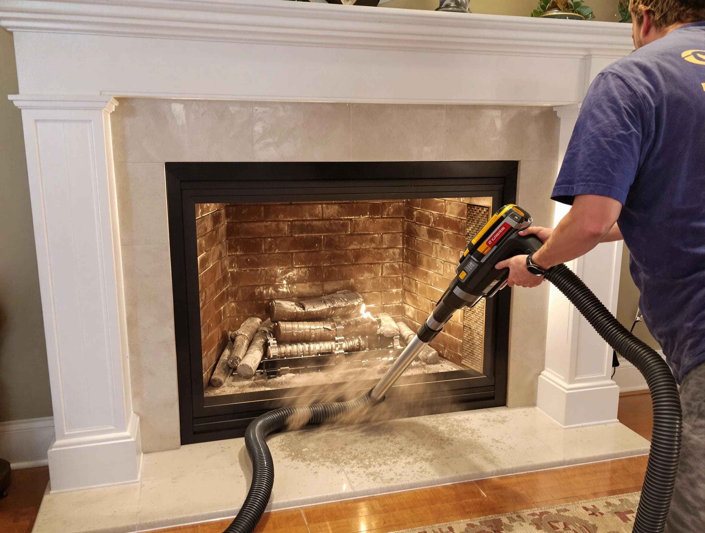 Fireplace cleaning performed by Bonanza Chimney Sweep in Bonanza, GA