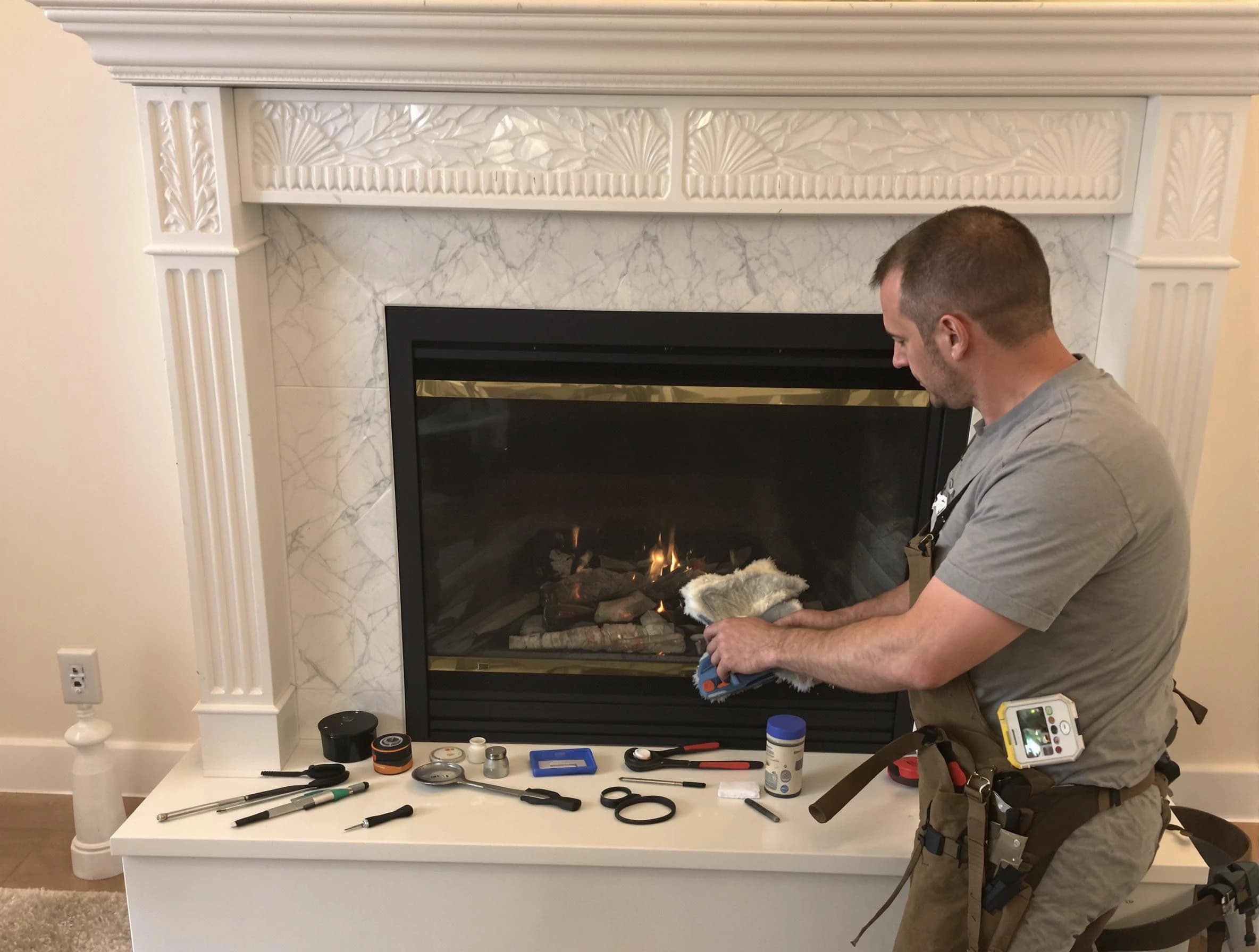 Bonanza Chimney Sweep performing fireplace maintenance in Bonanza, GA