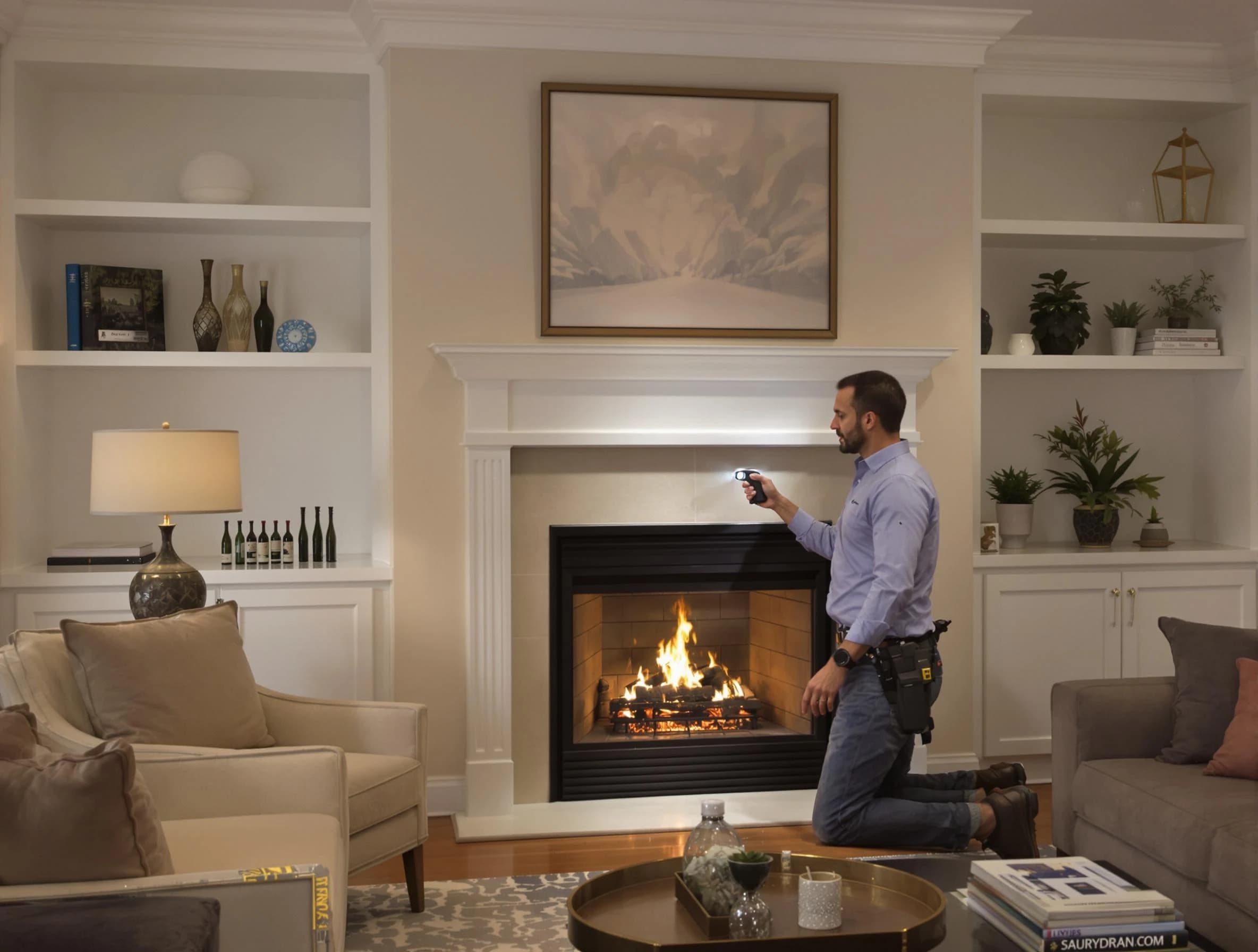 Bonanza Chimney Sweep conducting a fireplace safety inspection in Bonanza, GA