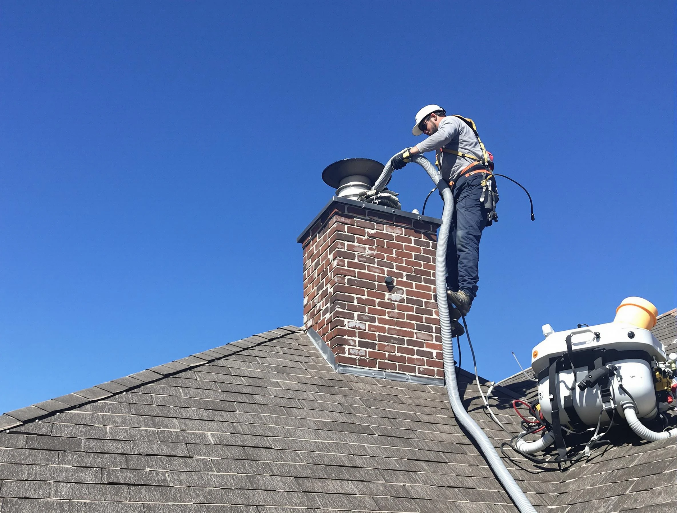 Dedicated Bonanza Chimney Sweep team member cleaning a chimney in Bonanza, GA