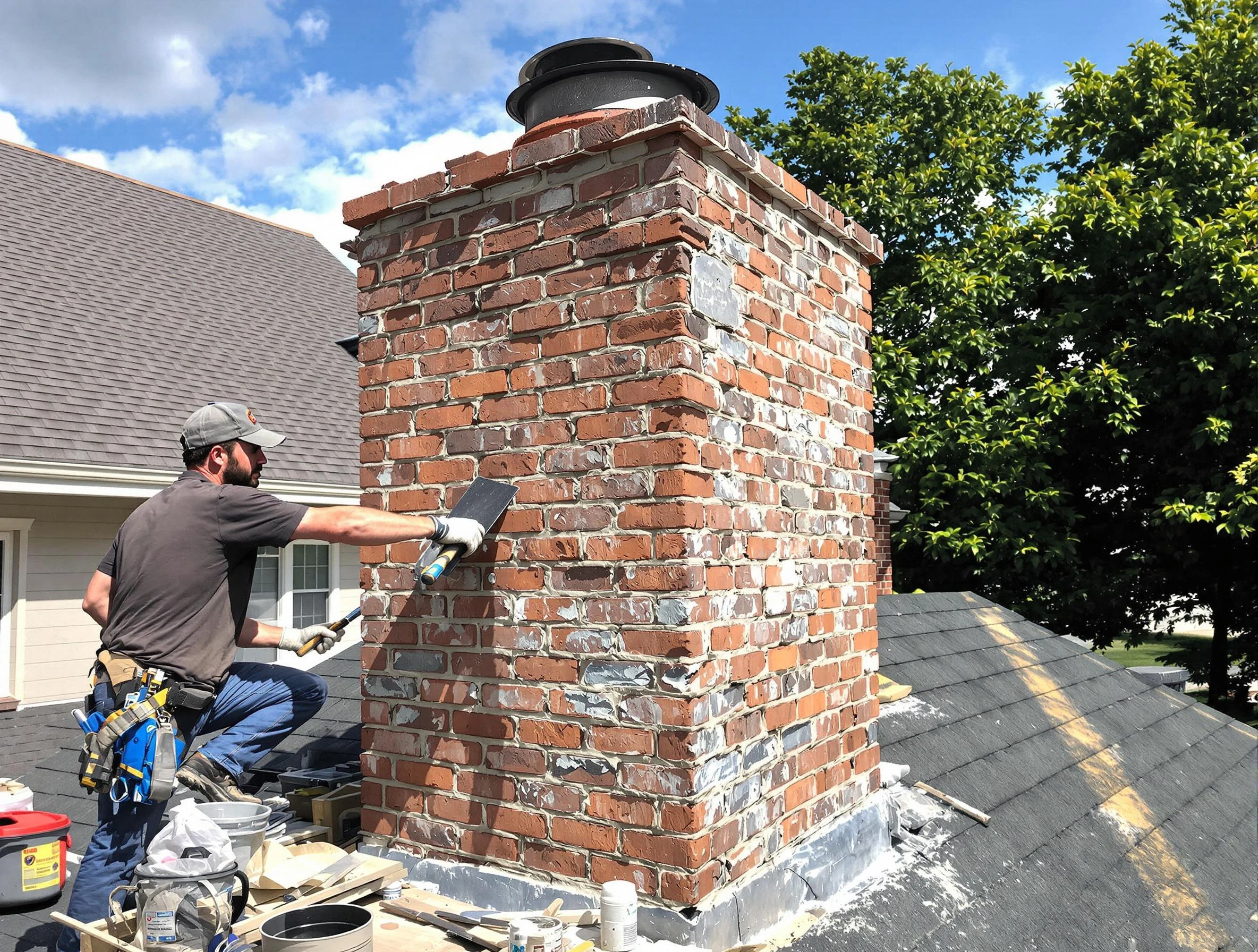 Completed chimney rebuild by Bonanza Chimney Sweep in Bonanza, GA